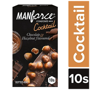 manforce condoms 9 mins manforce condoms cocktail dotted rings condoms, hazelnut & chocolate flavoured, 10 pcs