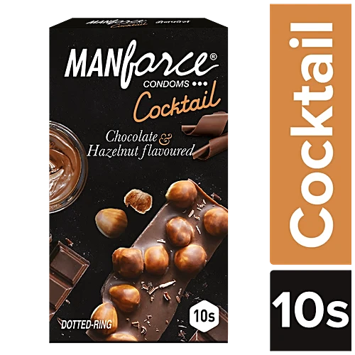 manforce condoms 9 mins manforce condoms cocktail dotted rings condoms, hazelnut & chocolate flavoured, 10 pcs