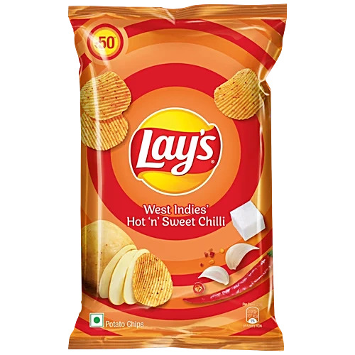 lay's west indies hot n sweet potato chips crispy chips & snacks (90g)