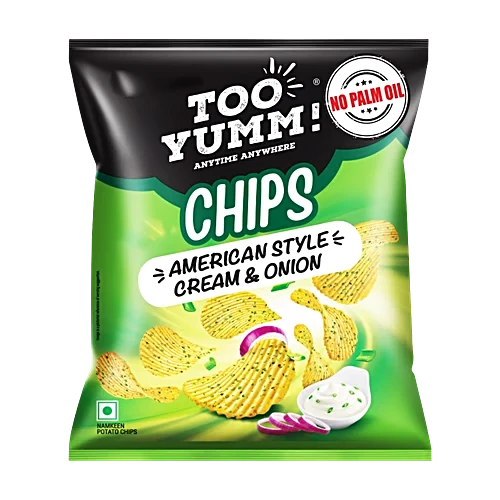 too yumm! american style cream & onion potato chips, 82 g