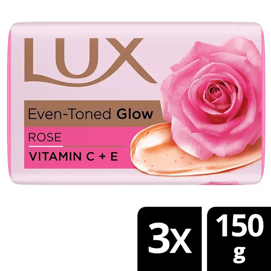 lux even toned glow bathing soap infused with vitamin c & e for superior glow