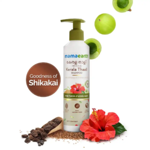 mamaearth kerala thaali shampoo with hibiscus, shikakai, amla, flax seeds for thick & long hair