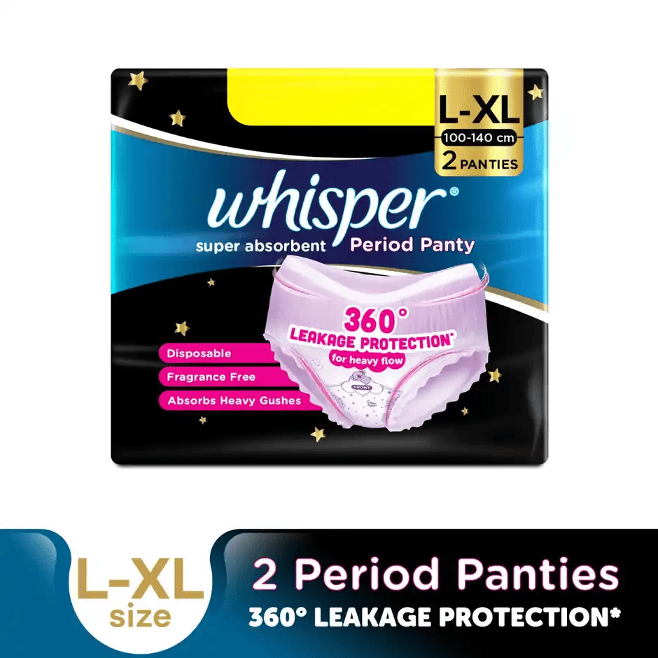 whisper super absorbent period panty | l xl (2pcs)