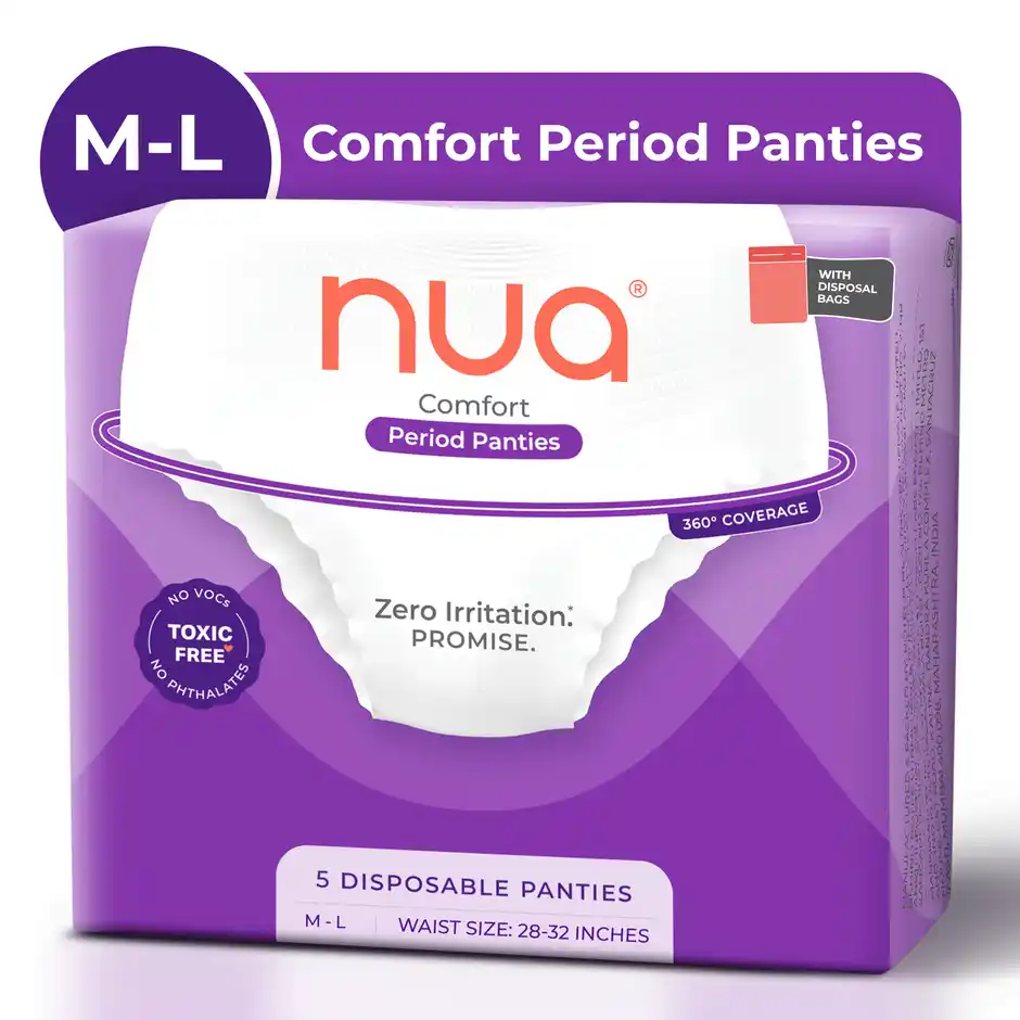 nua comfort disposable period panties m l | ultra absorbent | pack of 5 panties