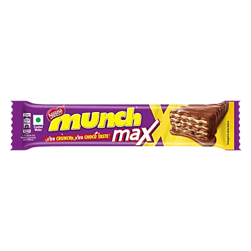 nestle munch max choco coated crunchy wafer bar, 42g